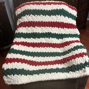 Holiday Striped Blanket in Red, Green, and White